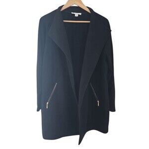 Chico’s Black Stretch Knit Open Front Jacket Women’s L Minimalist Layer